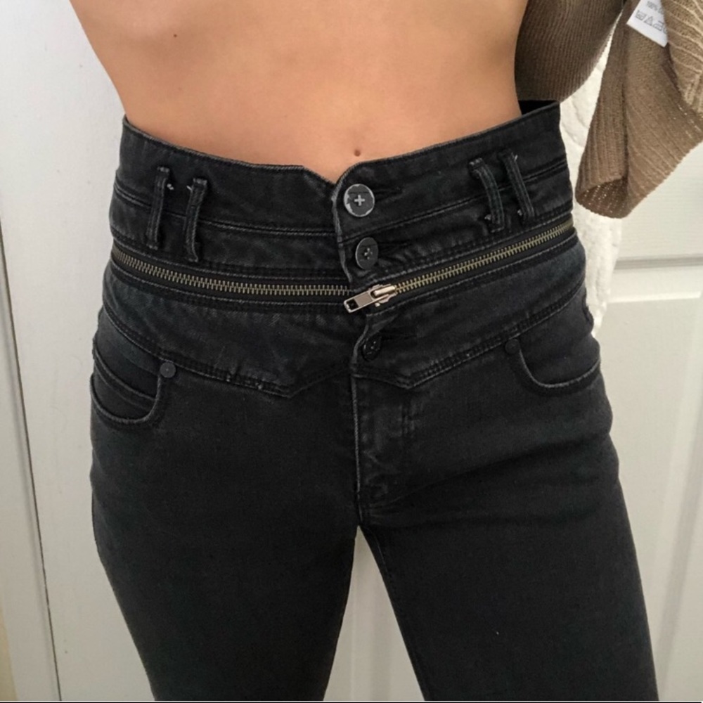 Black Jeans with Removable High Waist